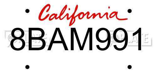 8BAM991 California License Plate