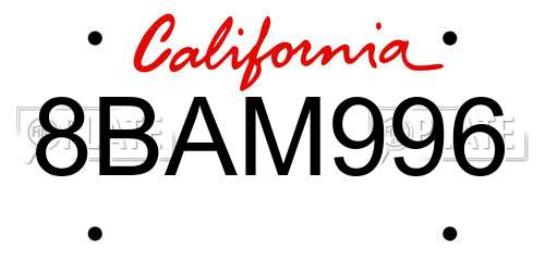 8BAM996 California License Plate
