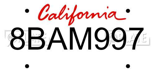 8BAM997 California License Plate