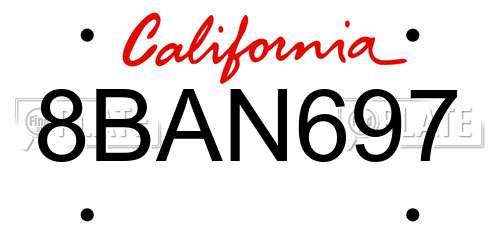 8BAN697 California License Plate