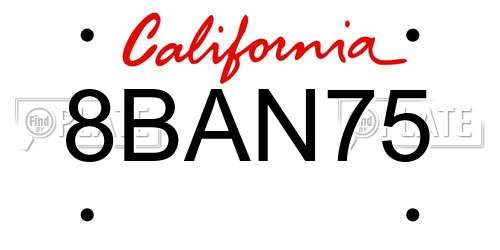 8BAN75 California License Plate