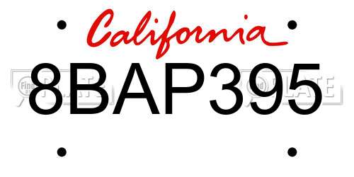 8BAP395 California License Plate