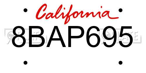 8BAP695 California License Plate