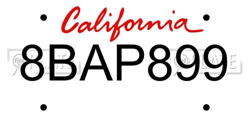 8BAP899 California License Plate