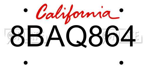 8BAQ864 California License Plate