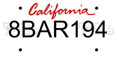 8BAR194 California License Plate