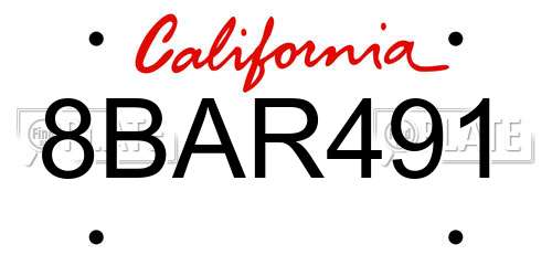 8BAR491 California License Plate