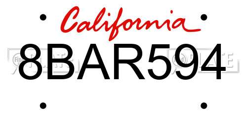8BAR594 California License Plate