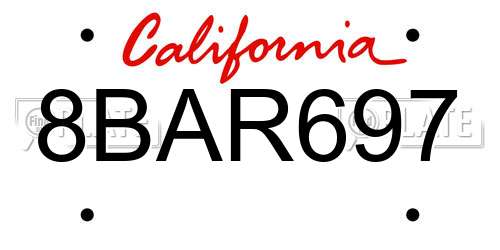 8BAR697 California License Plate