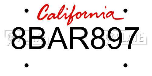 8BAR897 California License Plate