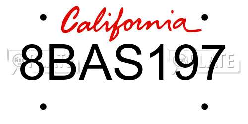8BAS197 California License Plate