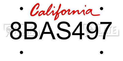 8BAS497 California License Plate