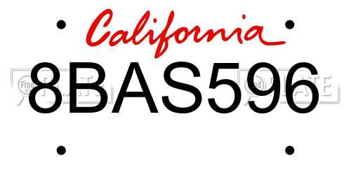 8BAS596 California License Plate