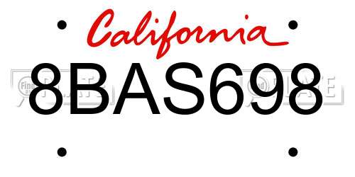 8BAS698 California License Plate