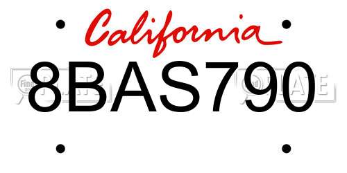 8BAS790 California License Plate