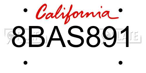 8BAS891 California License Plate