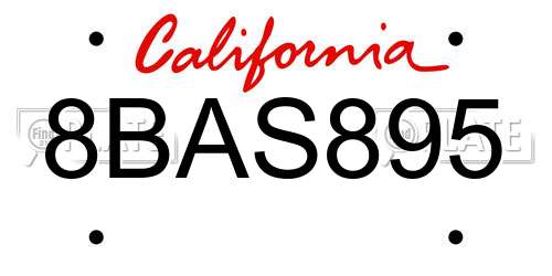 8BAS895 California License Plate
