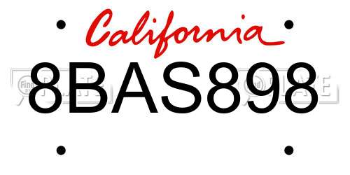 8BAS898 California License Plate