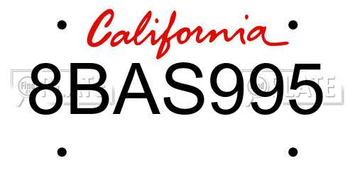 8BAS995 California License Plate
