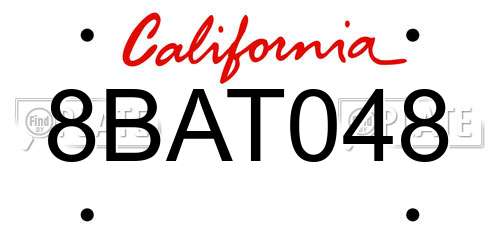 8BAT048 California License Plate