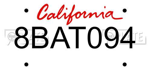 8BAT094 California License Plate