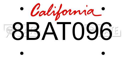 8BAT096 California License Plate