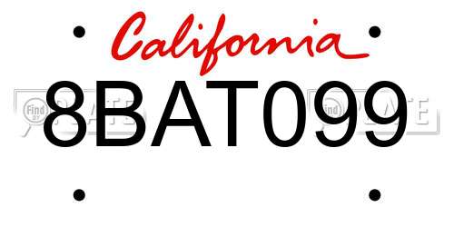 8BAT099 California License Plate