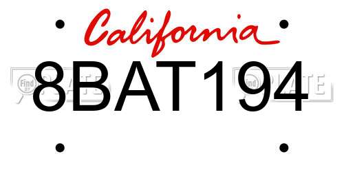 8BAT194 California License Plate