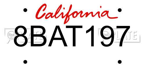 8BAT197 California License Plate