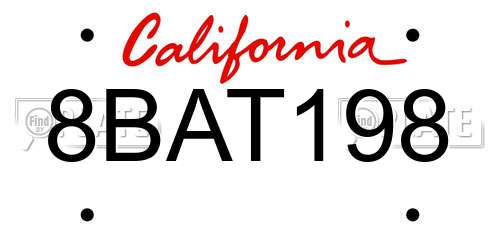 8BAT198 California License Plate