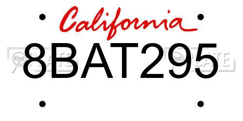 8BAT295 California License Plate