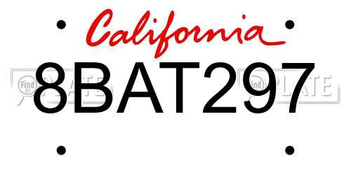 8BAT297 California License Plate