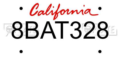 8BAT328 California License Plate