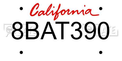 8BAT390 California License Plate
