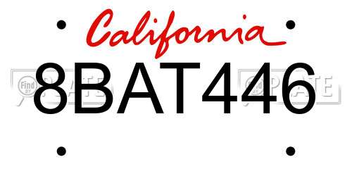 8BAT446 California License Plate