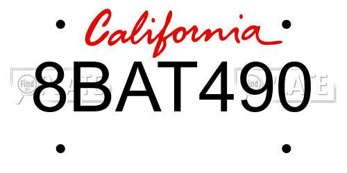 8BAT490 California License Plate
