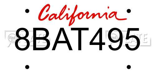 8BAT495 California License Plate