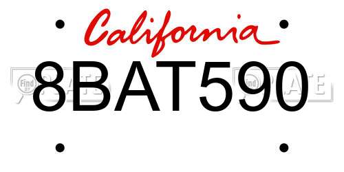 8BAT590 California License Plate