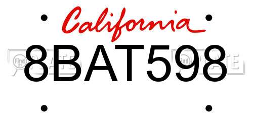 8BAT598 California License Plate