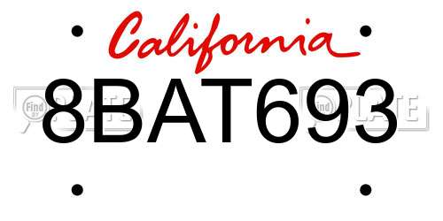 8BAT693 California License Plate