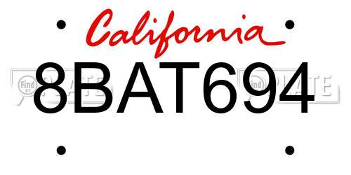 8BAT694 California License Plate