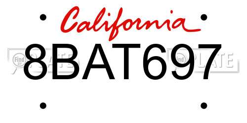 8BAT697 California License Plate