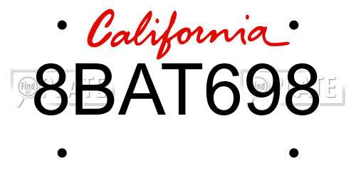 8BAT698 California License Plate