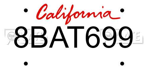 8BAT699 California License Plate
