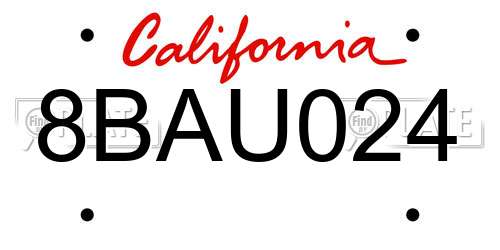 8BAU024 California License Plate