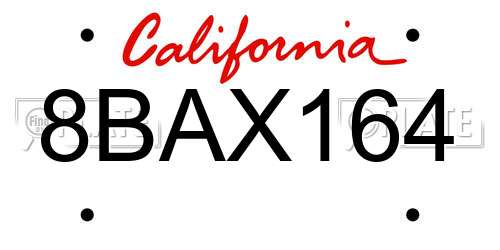 8BAX164 California License Plate