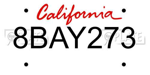 8BAY273 California License Plate