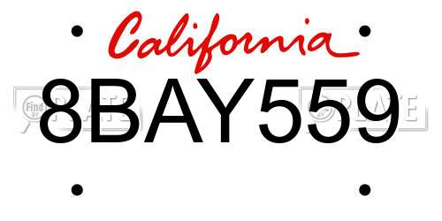 8BAY559 California License Plate