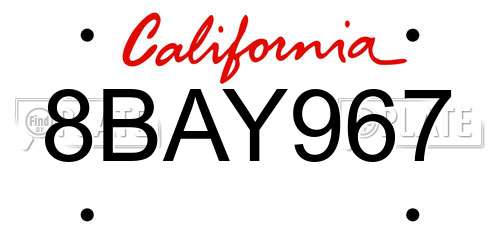8BAY967 California License Plate