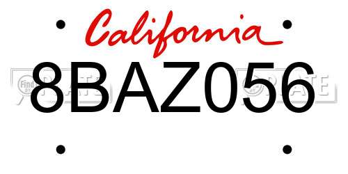 8BAZ056 California License Plate